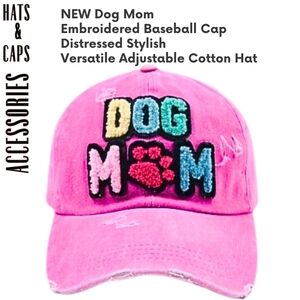 Dog Mom Pink Embroidered Baseball Cap